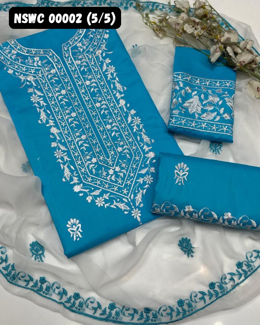 5 colors Lawn Embroided Suit Unstitched 3 piece