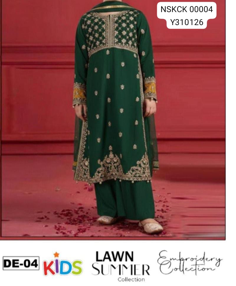 KIDS -Green Lawn Embroided Suit Unstitched 3 piece