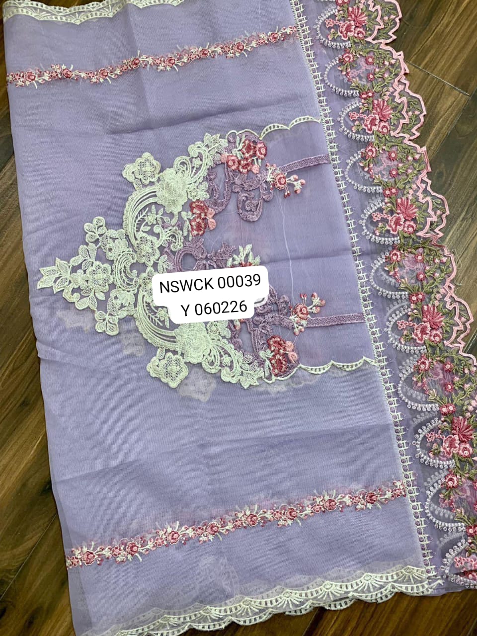 Light Purple Heavily Embroidered Cutwork Cotton net & Lawn Unstitched 3 piece