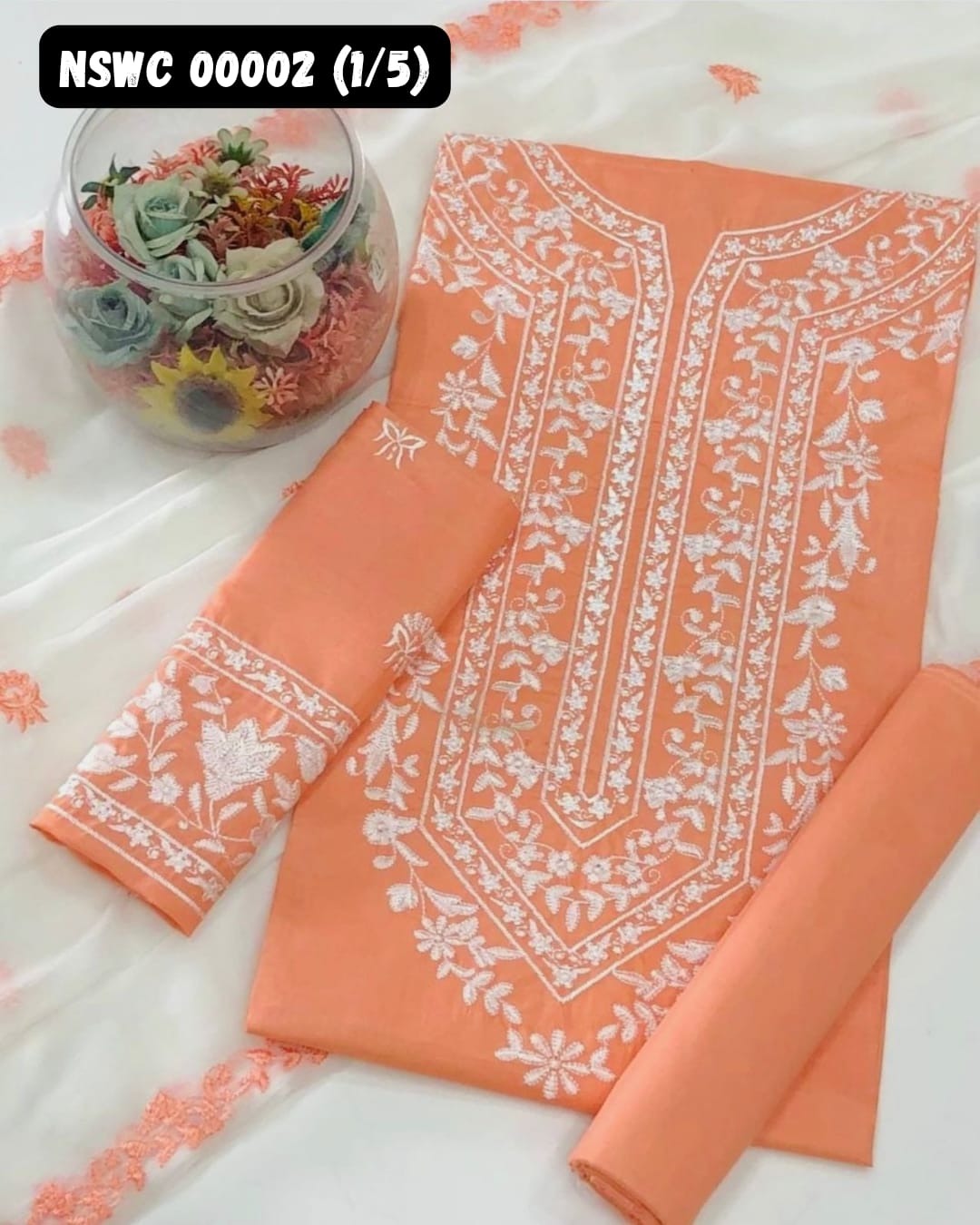 5 colors Lawn Embroided Suit Unstitched 3 piece