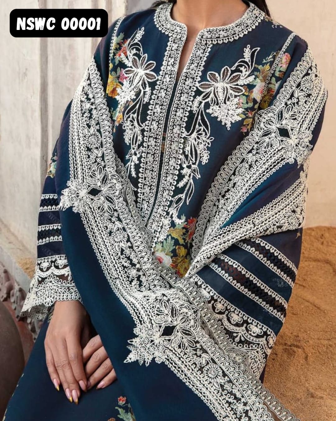 Blue Lawn Printed & Embroided Suit Unstitched 3 piece