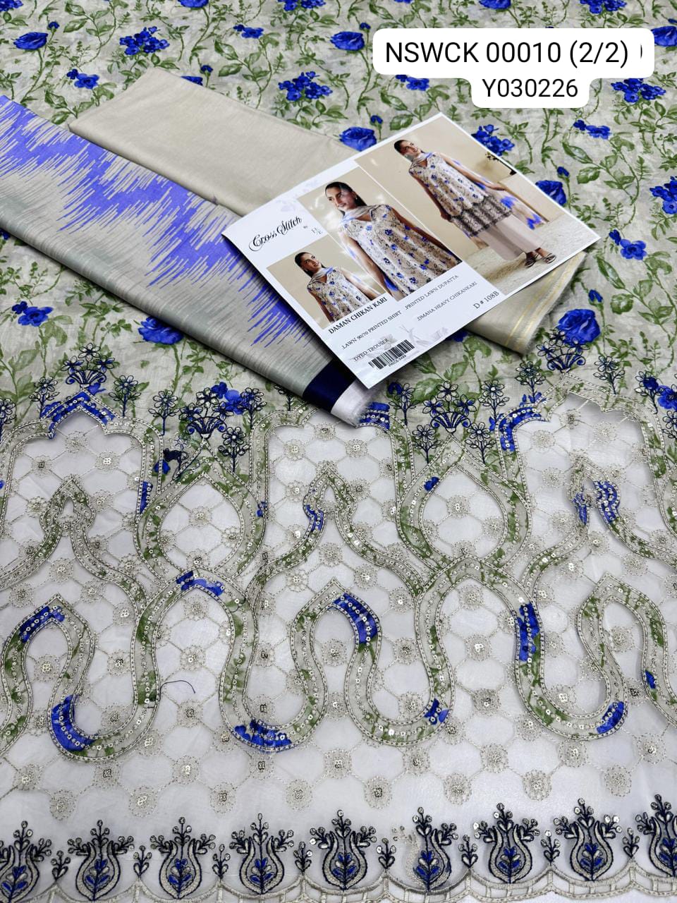 White Heavy Apliq Lawn Printed & Embroided Suit Unstitched 3 piece