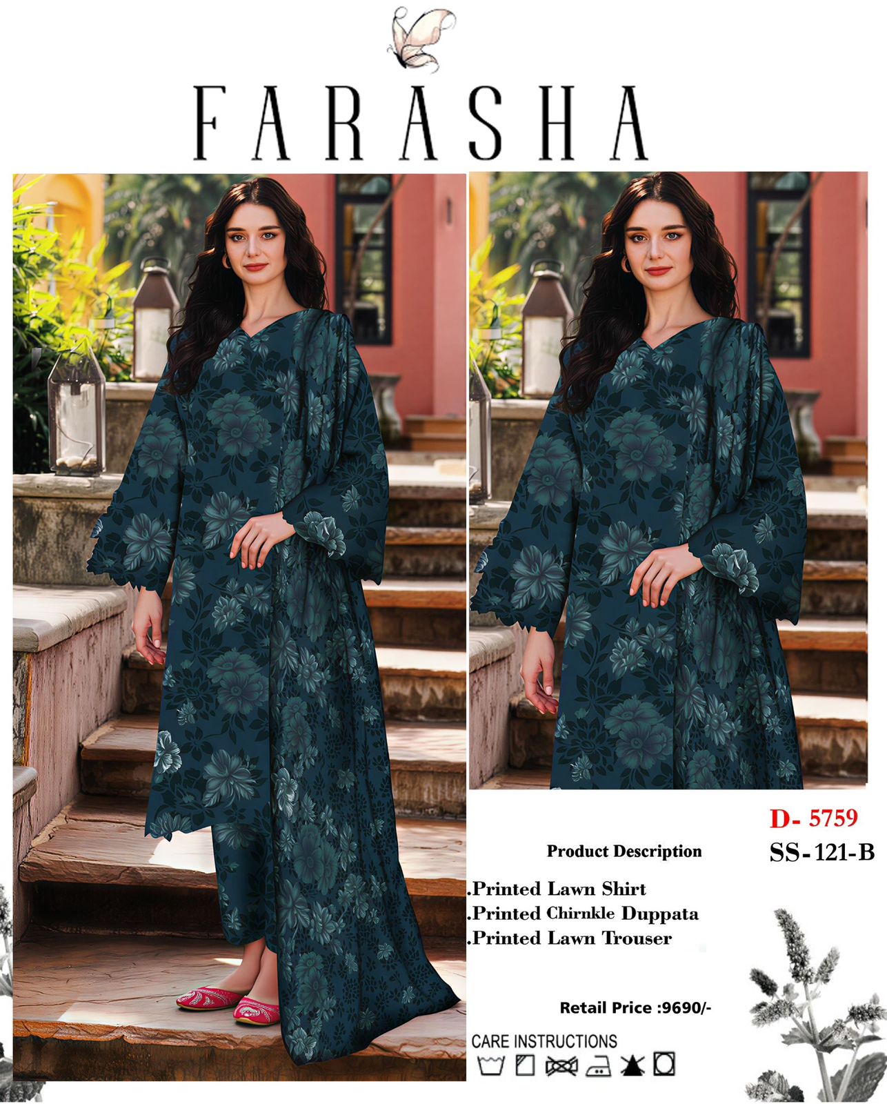 Women 3 piece unstitched - formal wear