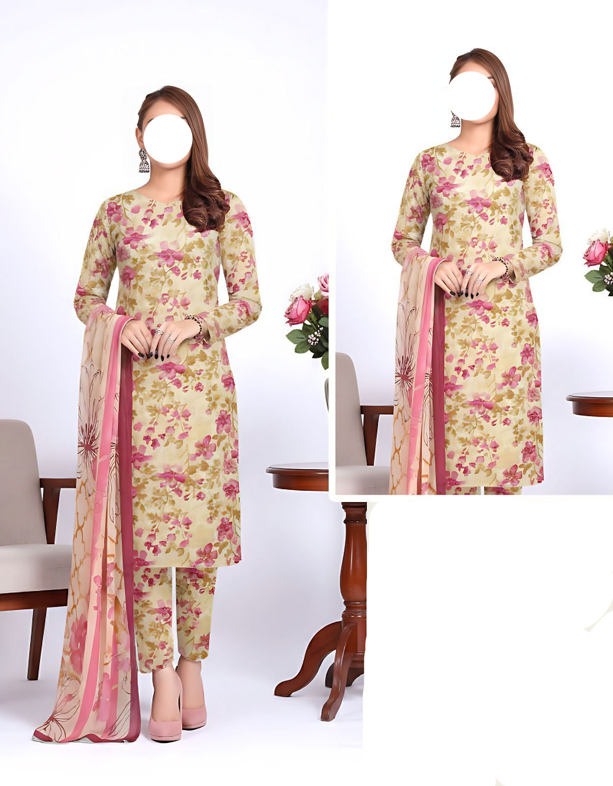 Multicolor Printed Lawn Unstitched 3 PC (chiffon dupatta )