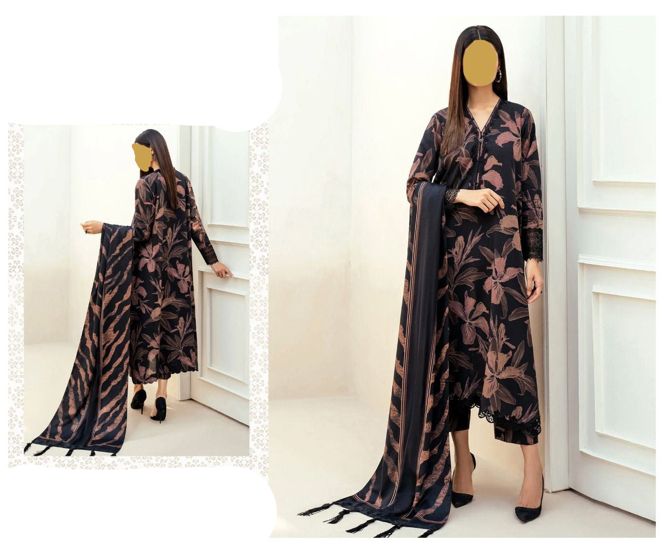 Black Printed Lawn Unstitched 3 piece