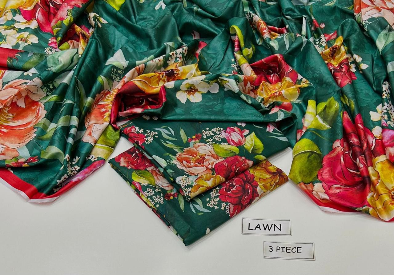 Multicolor Lawn Printed Unstitched 3 PC
