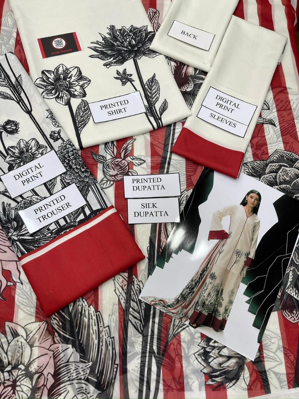 Women 3 piece unstitched - formal wear