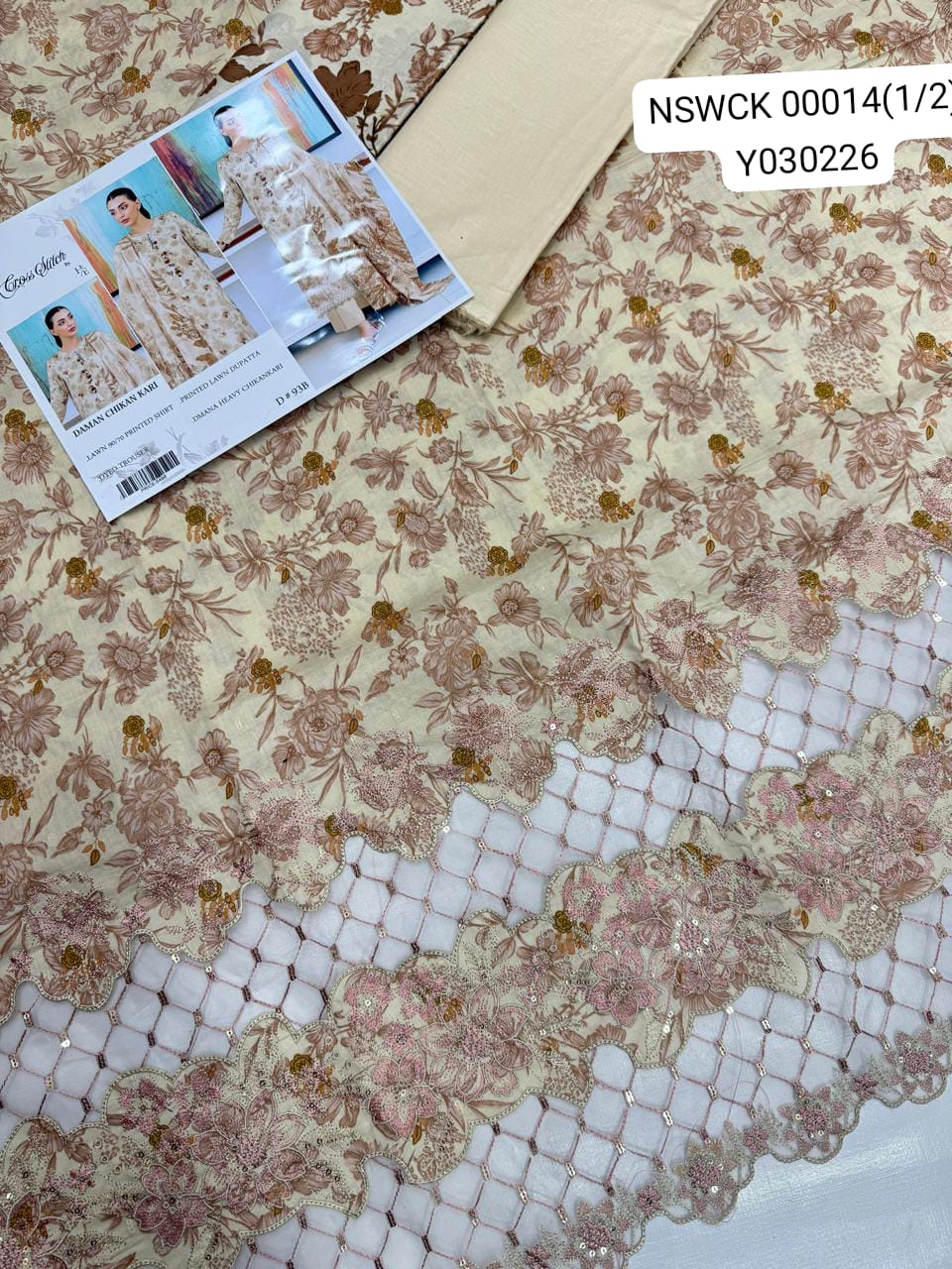 Light colors Lawn Printed & Embroided Suit Unstitched 3 piece