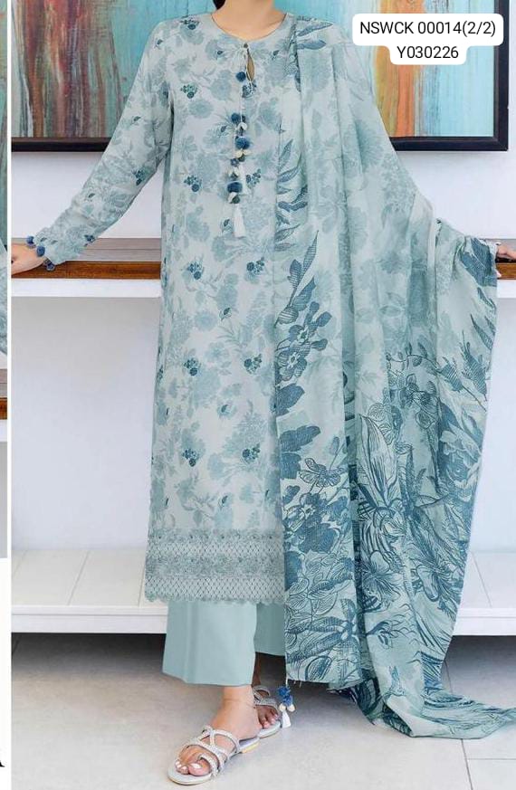 Light colors Lawn Printed & Embroided Suit Unstitched 3 piece