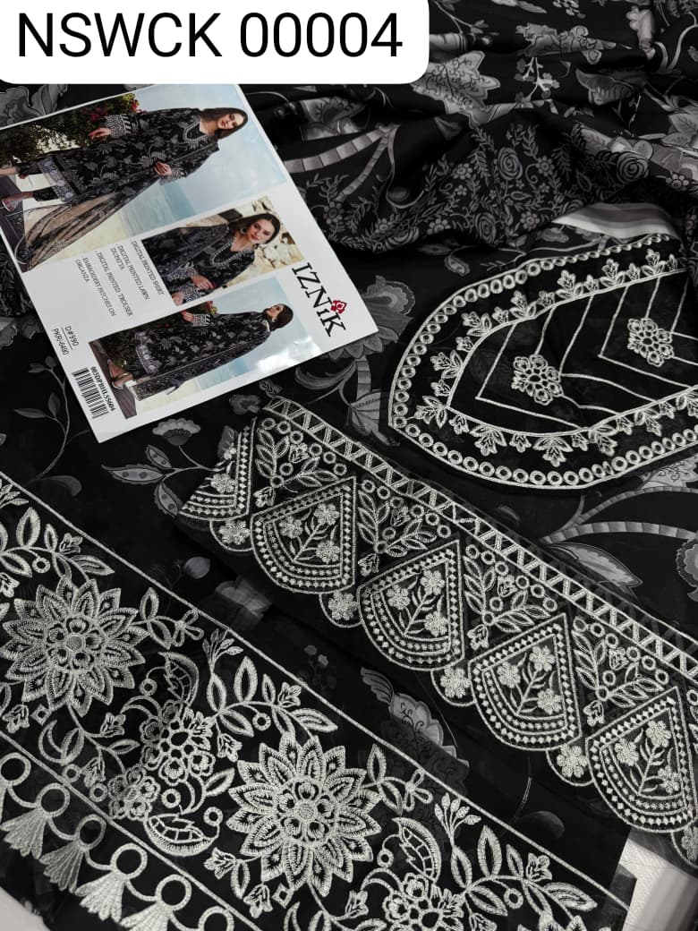 Black Lawn Printed & Embroided Suit Unstitched 3 piece