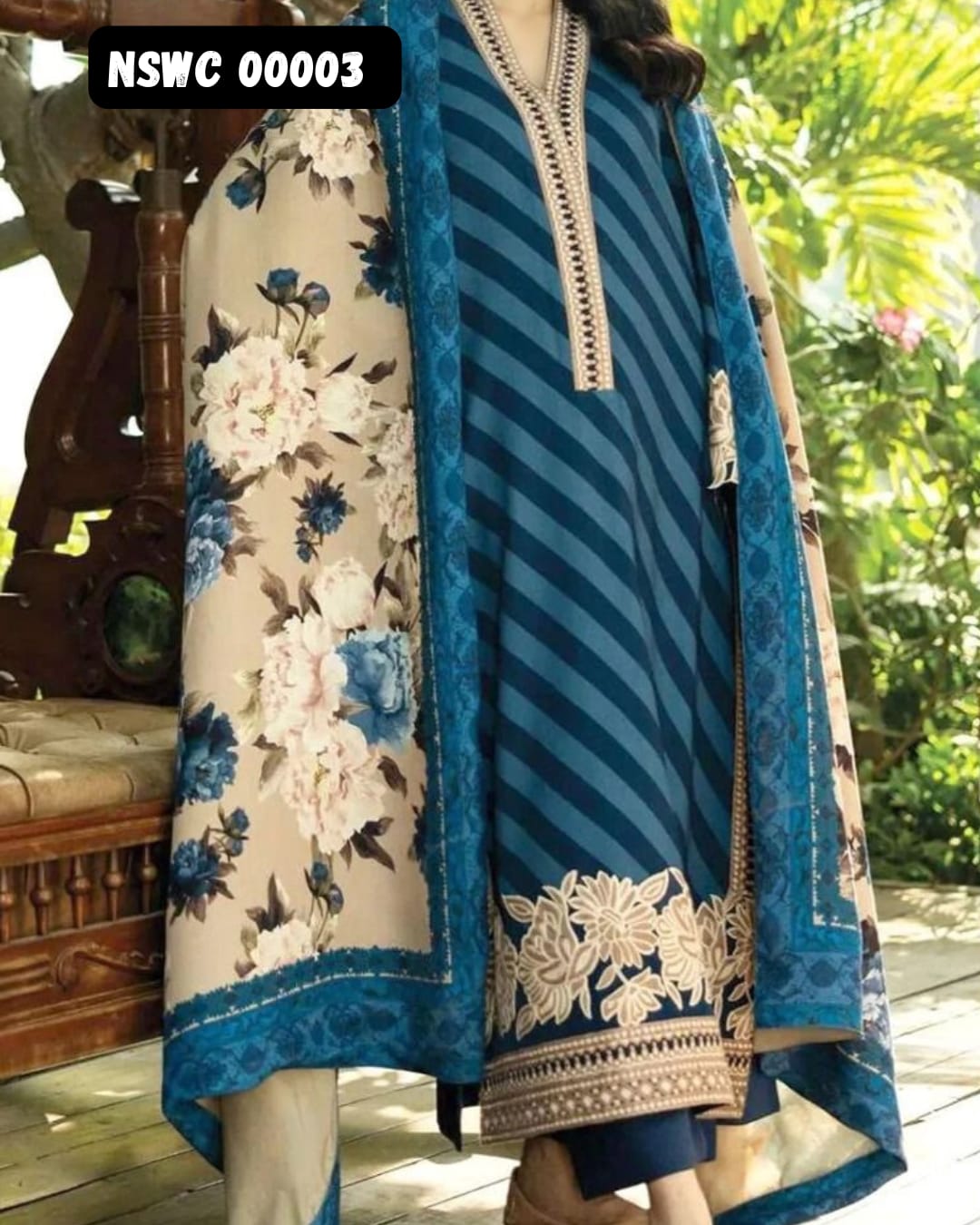 Blue Lawn Printed & Embroided Suit Unstitched 3 piece