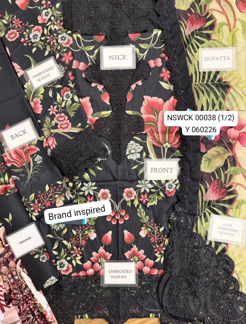 HEAVY EMBROIDERED LAWN UNSTITCHED 3 PIECE