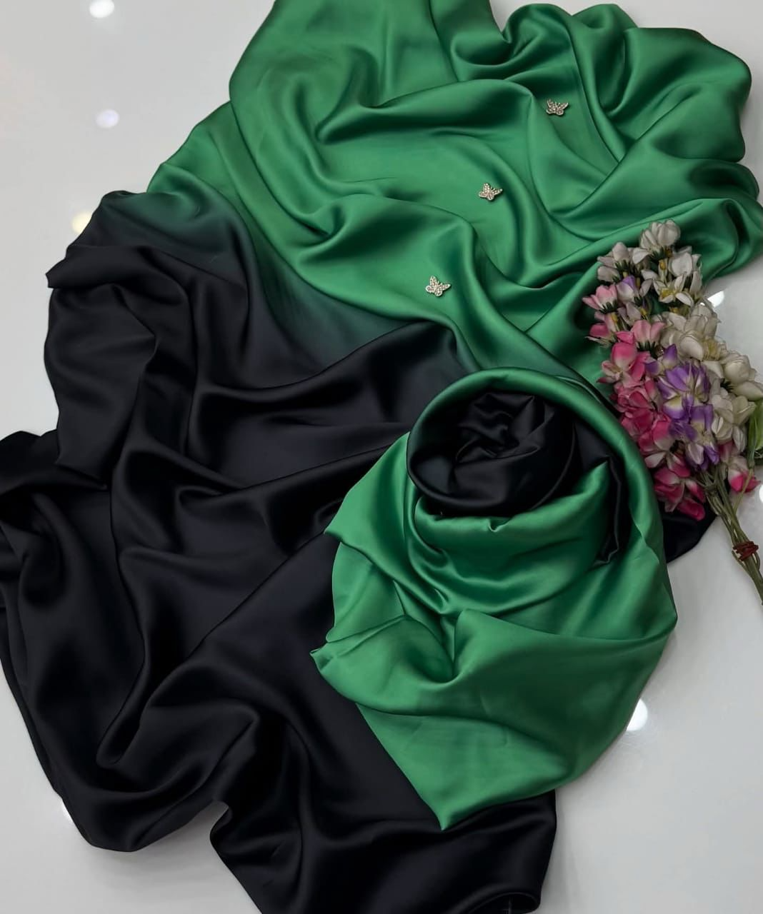 Green Shaded Silk Unstitched 3 PC