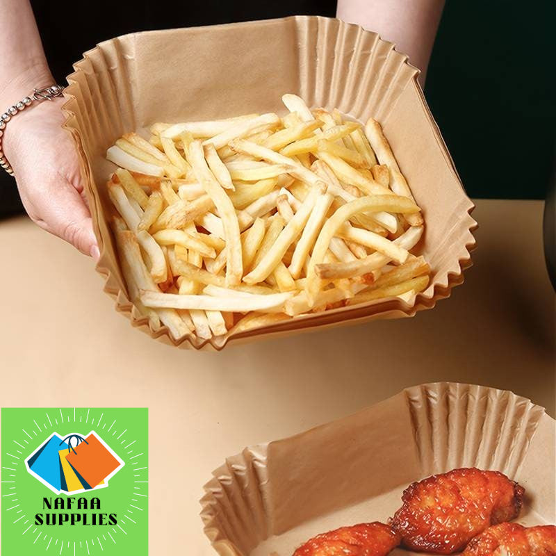 Air Fryer Paper Liners: 50 Pieces Parchment Paper, Air Fryer Liner Disposable, Oilproof Waterproof Airfryer Basket Liner Square (6.5inch)