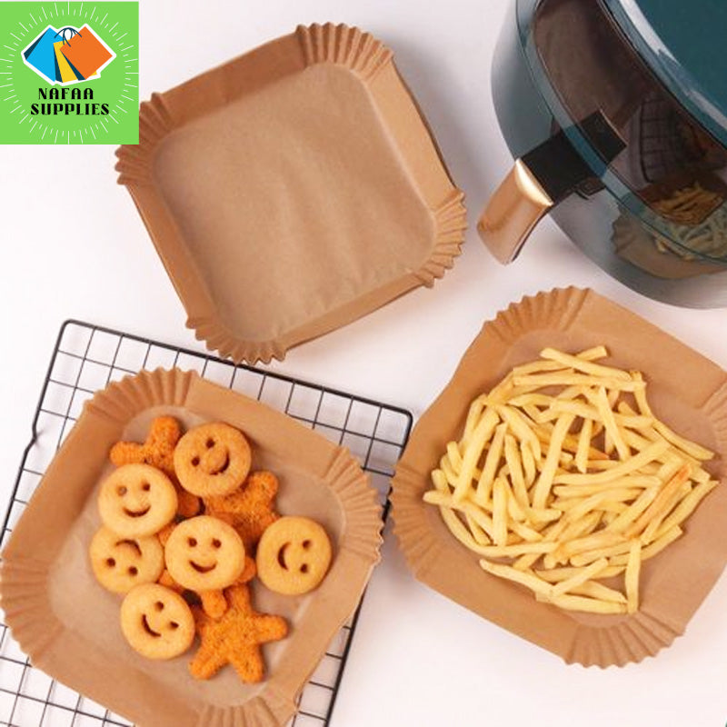 Air Fryer Paper Liners: 50 Pieces Parchment Paper, Air Fryer Liner Disposable, Oilproof Waterproof Airfryer Basket Liner Square (6.5inch)