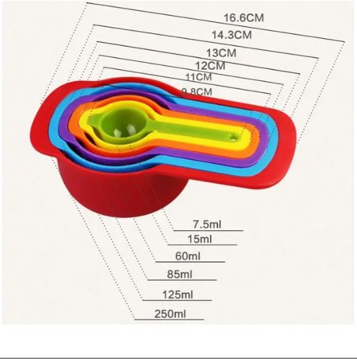 Measuring Spoons and cups with Scale 6 piece Set
