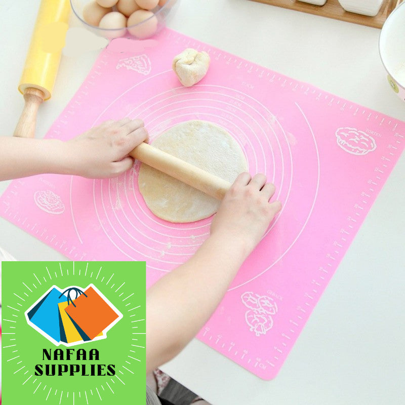 Silicone Rolling and  Baking Dough  Mat 19" x 16" , Extra Thickness Dough Rolling Mat with Measurements, Non-stick Food Grade Silicone Pastry Mat for Pastry, Bread ,Roti,  Cookies, Pizza, Fondant, Pasta
