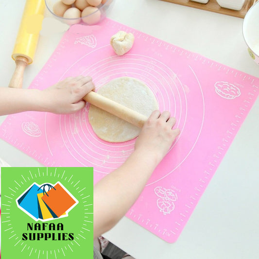 Silicone Rolling and  Baking Dough  Mat 19" x 16" , Extra Thickness Dough Rolling Mat with Measurements, Non-stick Food Grade Silicone Pastry Mat for Pastry, Bread ,Roti,  Cookies, Pizza, Fondant, Pasta