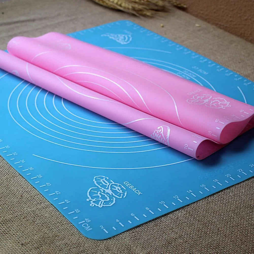 Silicone Rolling and  Baking Dough  Mat 19" x 16" , Extra Thickness Dough Rolling Mat with Measurements, Non-stick Food Grade Silicone Pastry Mat for Pastry, Bread ,Roti,  Cookies, Pizza, Fondant, Pasta