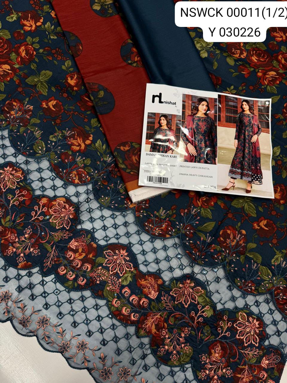 Black Heavy Apliq Lawn Printed & Embroided Suit Unstitched 3 piece