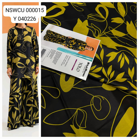 Black Lawn Printed Co Ord set Unstitched 2 piece