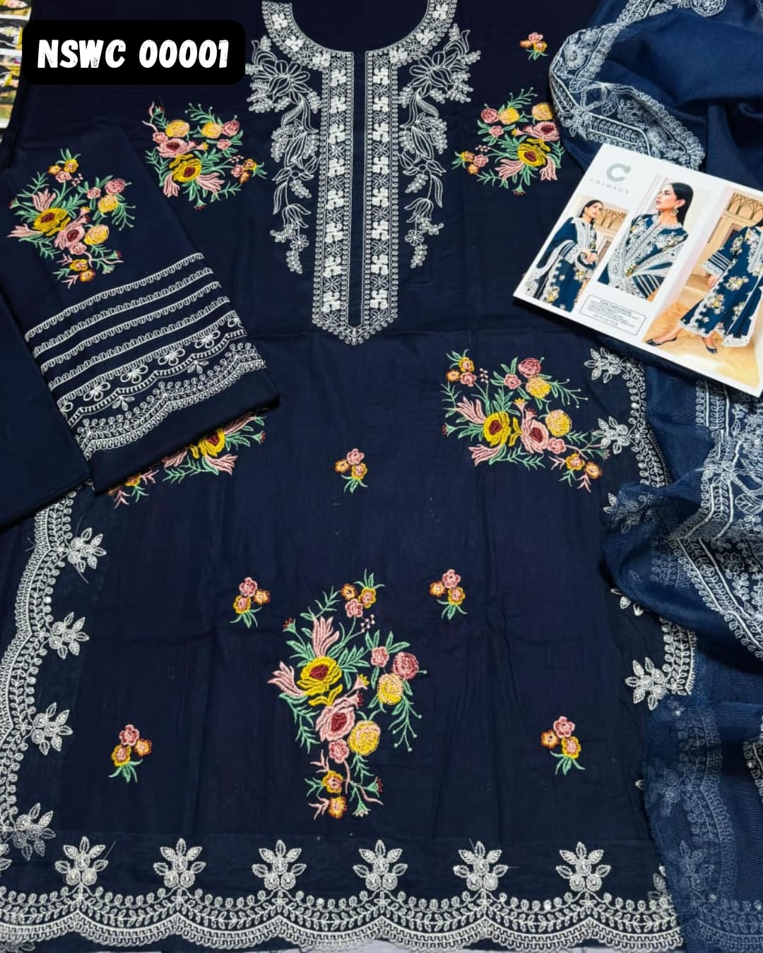 Blue Lawn Printed & Embroided Suit Unstitched 3 piece