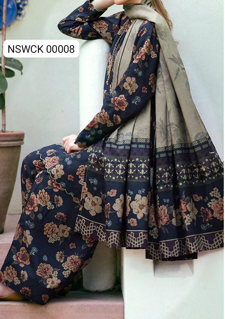 Black Lawn Printed & Embroided Suit Unstitched 3 piece