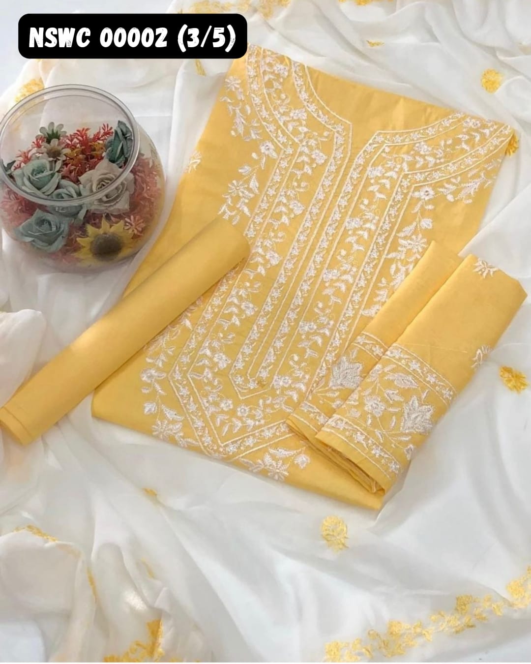 5 colors Lawn Embroided Suit Unstitched 3 piece