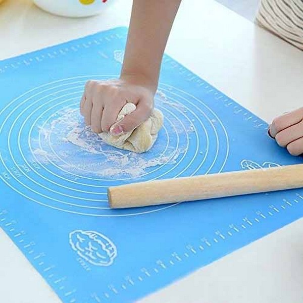 Silicone Rolling and  Baking Dough  Mat 19" x 16" , Extra Thickness Dough Rolling Mat with Measurements, Non-stick Food Grade Silicone Pastry Mat for Pastry, Bread ,Roti,  Cookies, Pizza, Fondant, Pasta