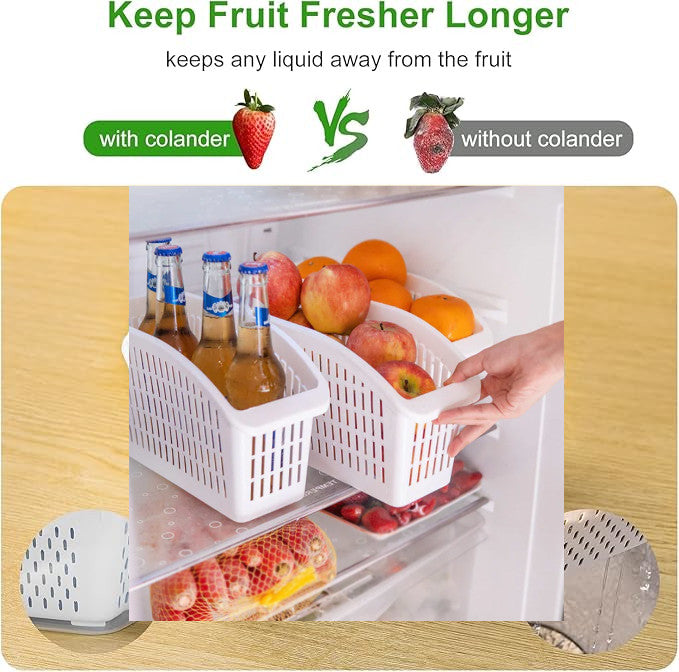 3 to 5 PCS Fruit Storage Containers Baskets for Fridge with Removable Colander,  Food Storage basket, Produce Saver Container for Refrigerator, Keep Berry Fruit Vegetable Fresh Longer