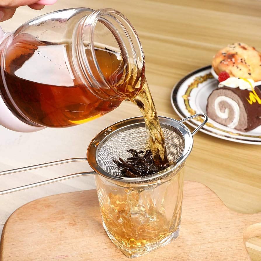 Fine Mesh Tea Strainers Set 3 pieces , Premium Stainless Steel Colanders and Sifters, with Reinforced Frame Sturdy Handle, Perfect for Sift, Strain and Drain Tea, Cofffee, Green Tea, Fresh Milk, Semolina Flour, Poppy Seeds etc - 3 Sizes