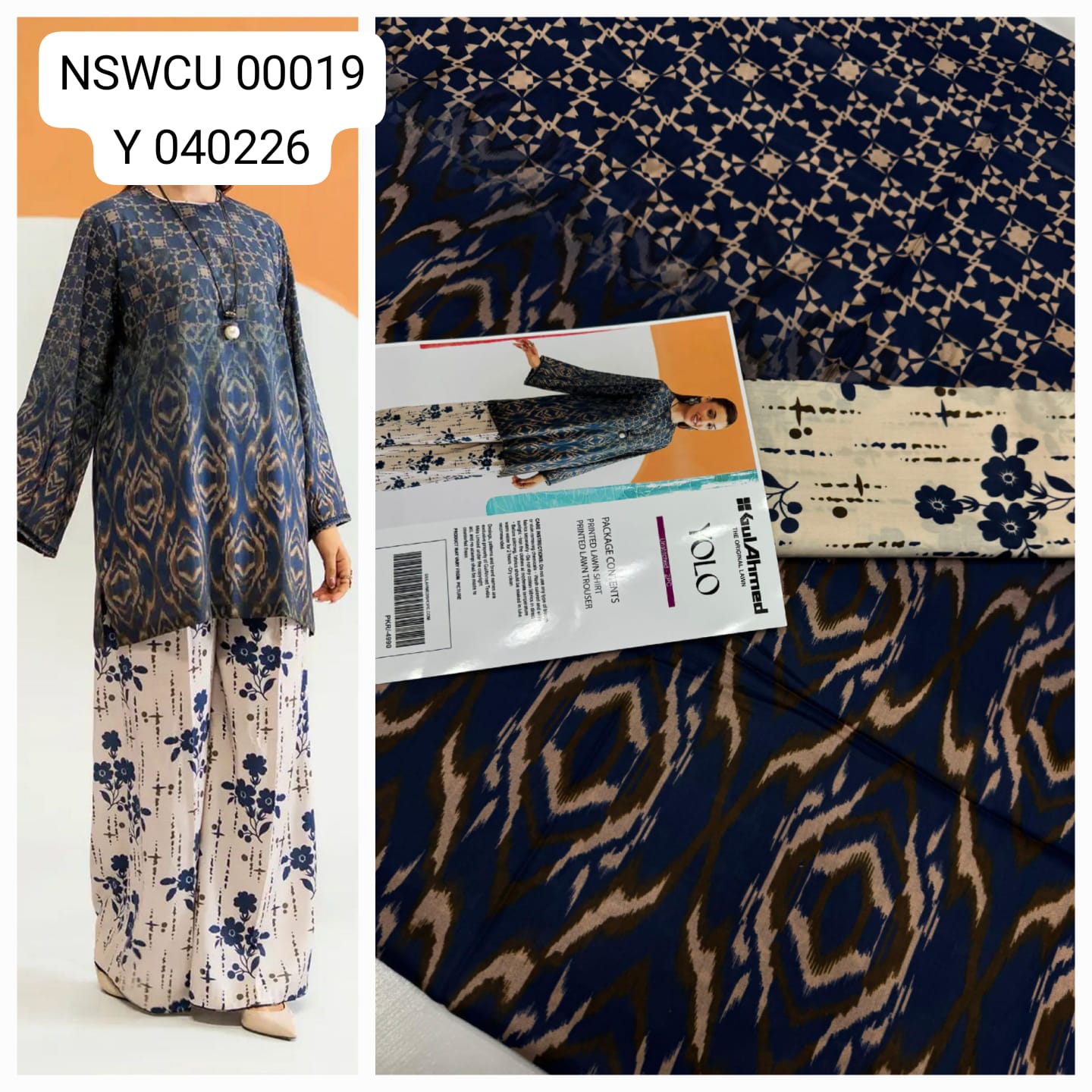 Black Lawn Printed Co Ord set Unstitched 2 piece