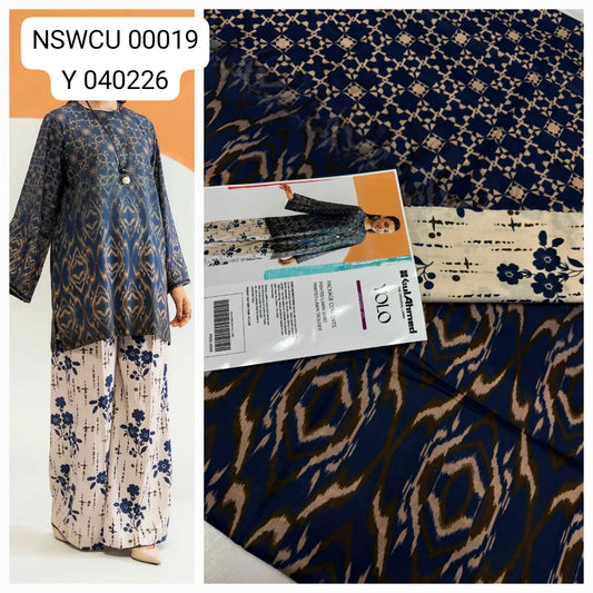 Black Lawn Printed Co Ord set Unstitched 2 piece