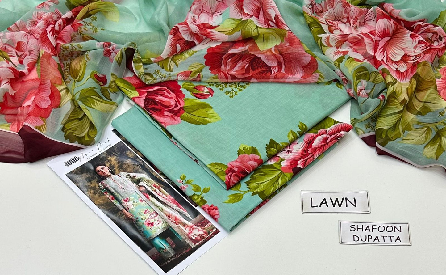 Sky Blue Printed Lawn Unstitched 3 Piece