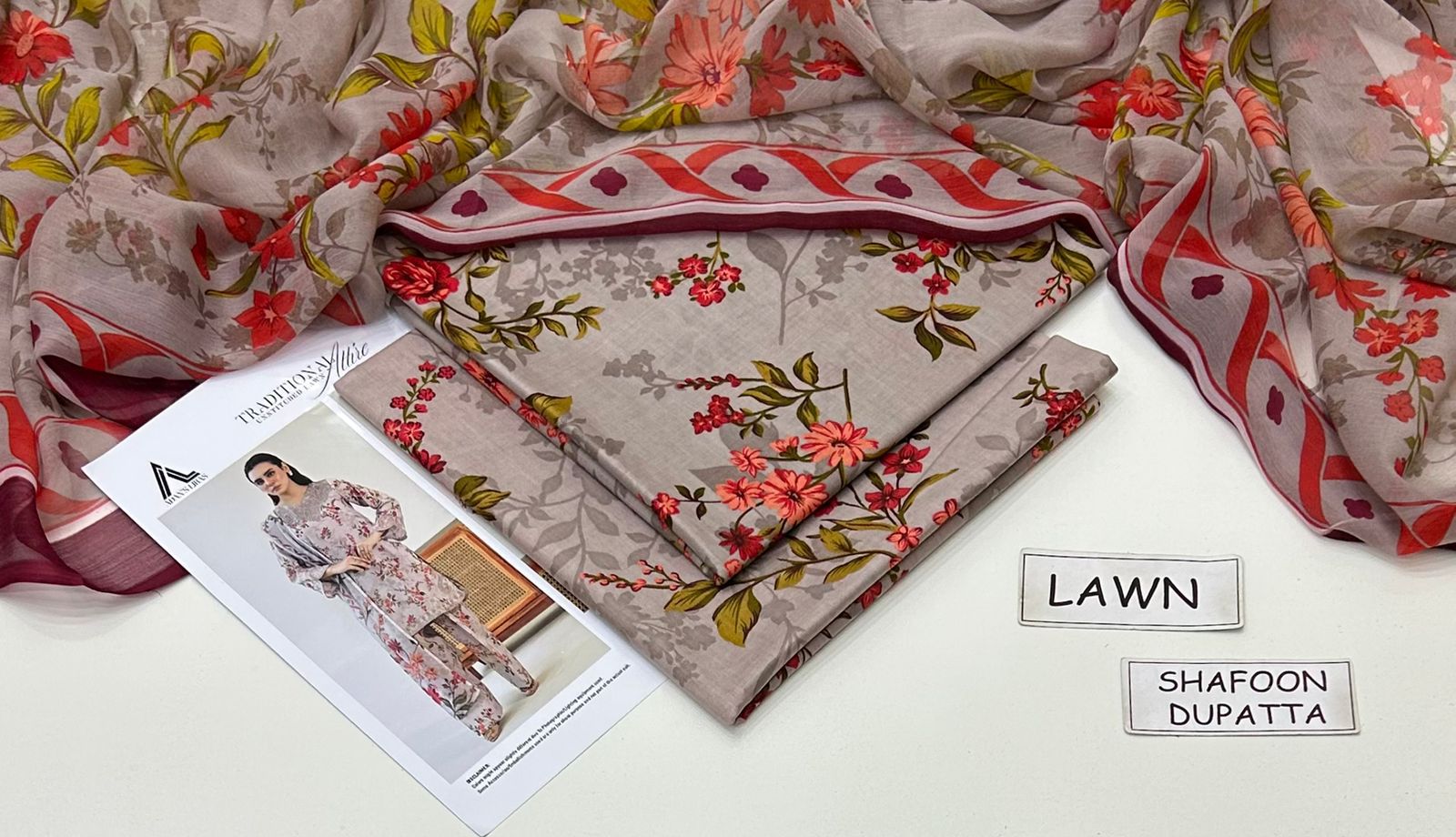 Beige Printed Lawn Unstitched 3 PC