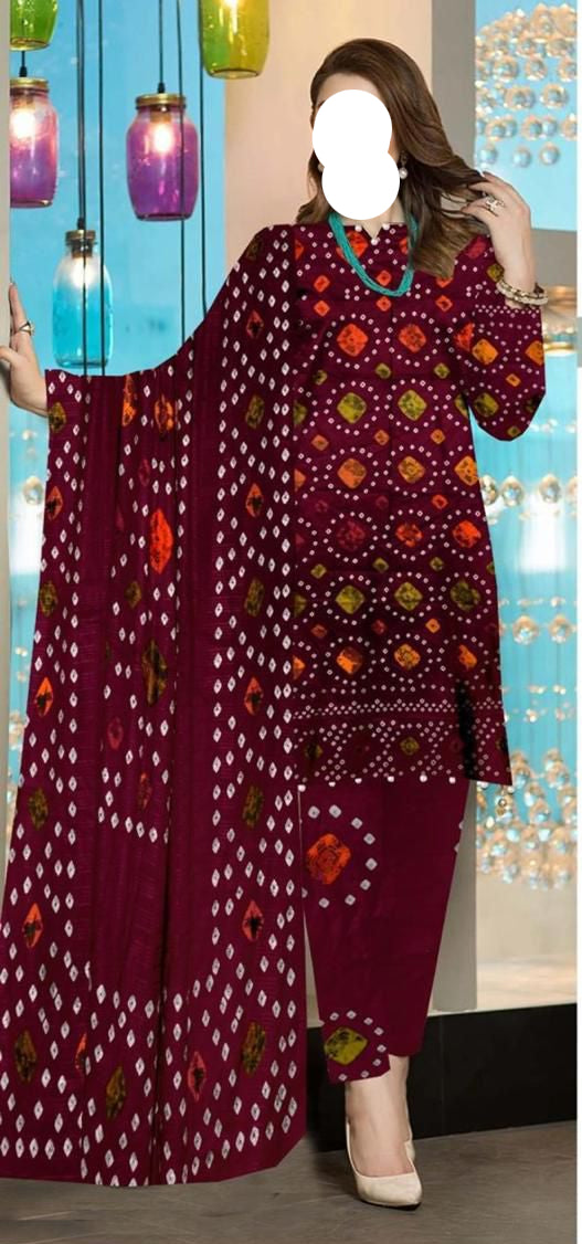 Multicolor Printed Lawn Unstitched 3 PC