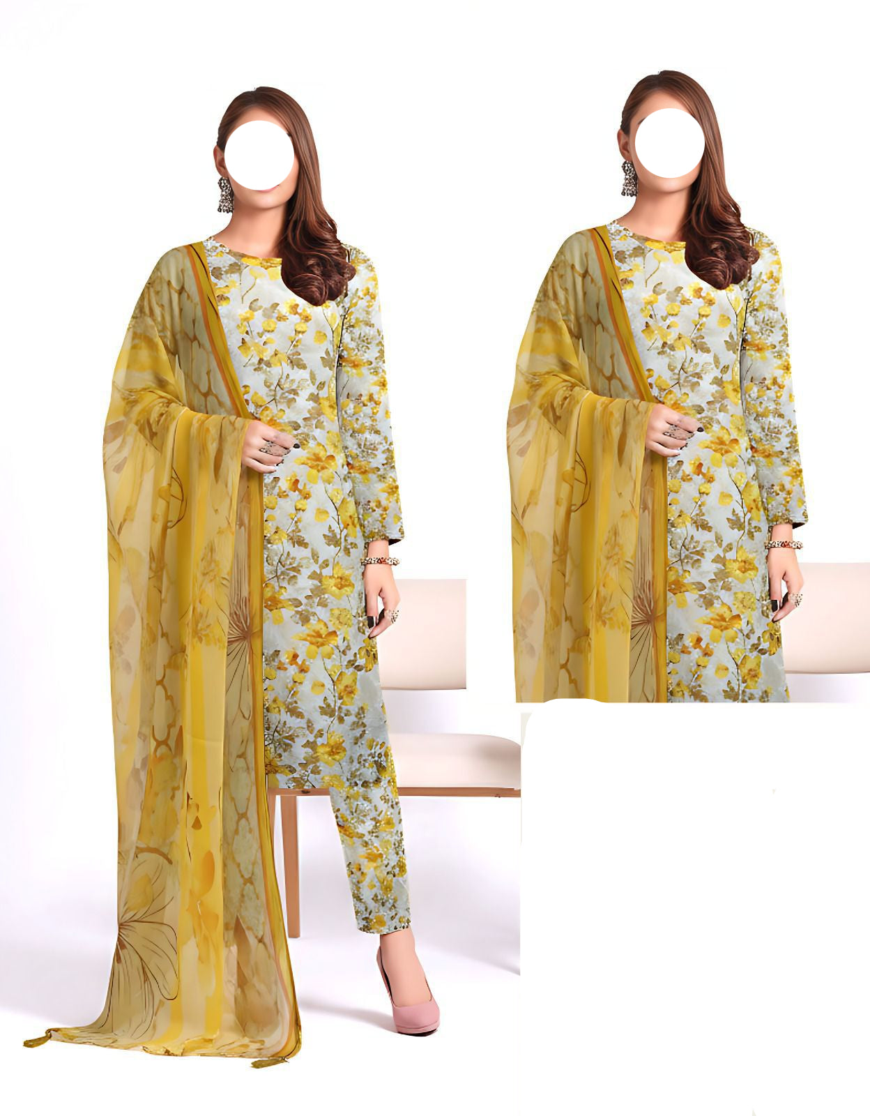 Multicolor Printed Lawn Unstitched 3 PC (chiffon dupatta )