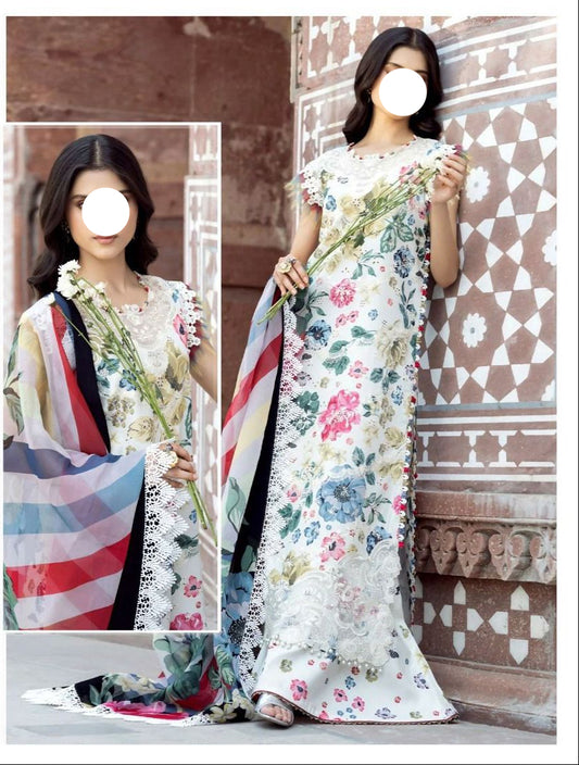 Multicolor Printed Lawn Unstitched 3 PC