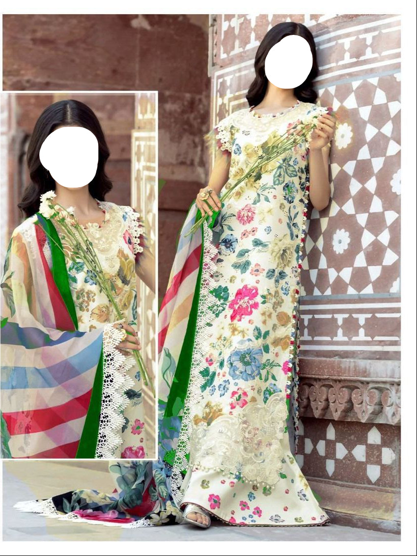 Multicolor Printed Lawn Unstitched 3 PC