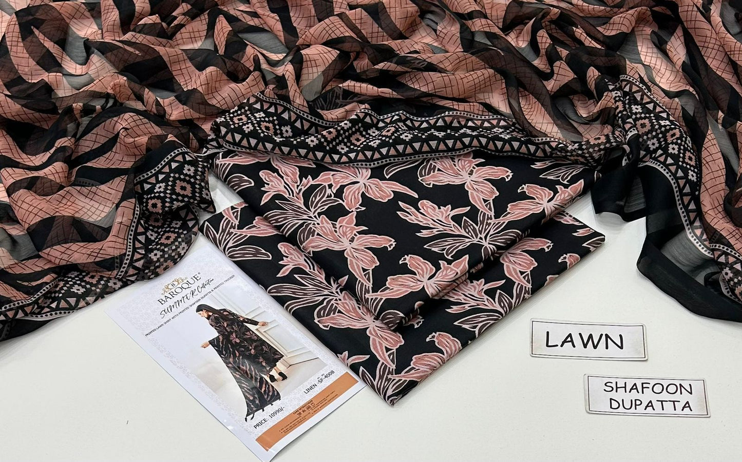 Black Printed Lawn Unstitched 3 piece