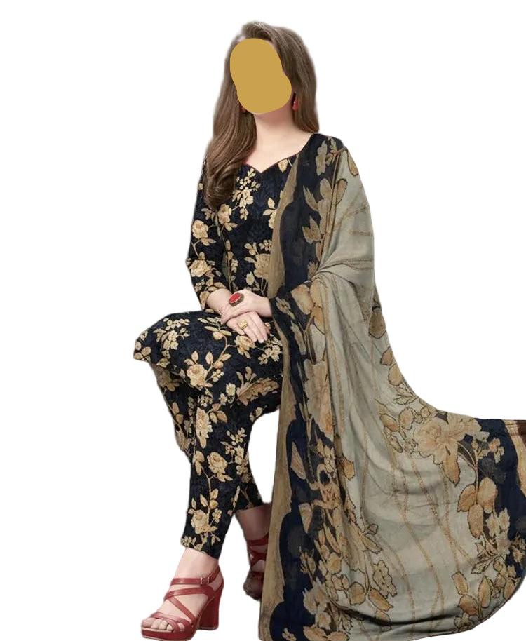 Black Printed Lawn Unstitched 3 Piece
