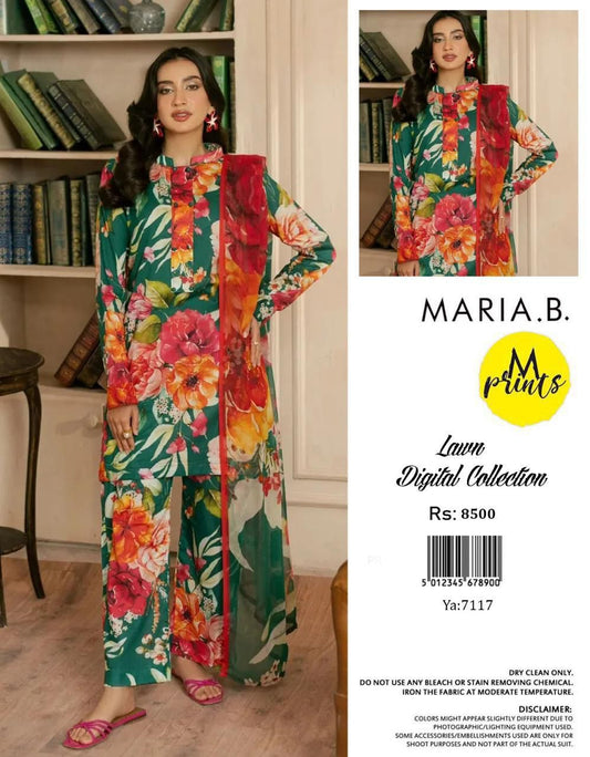 Multicolor Lawn Printed Unstitched 3 PC