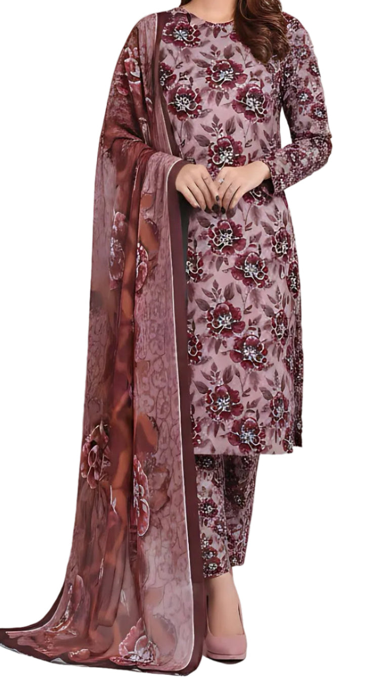 Multicolor Lawn Printed Unstitched 3 PC