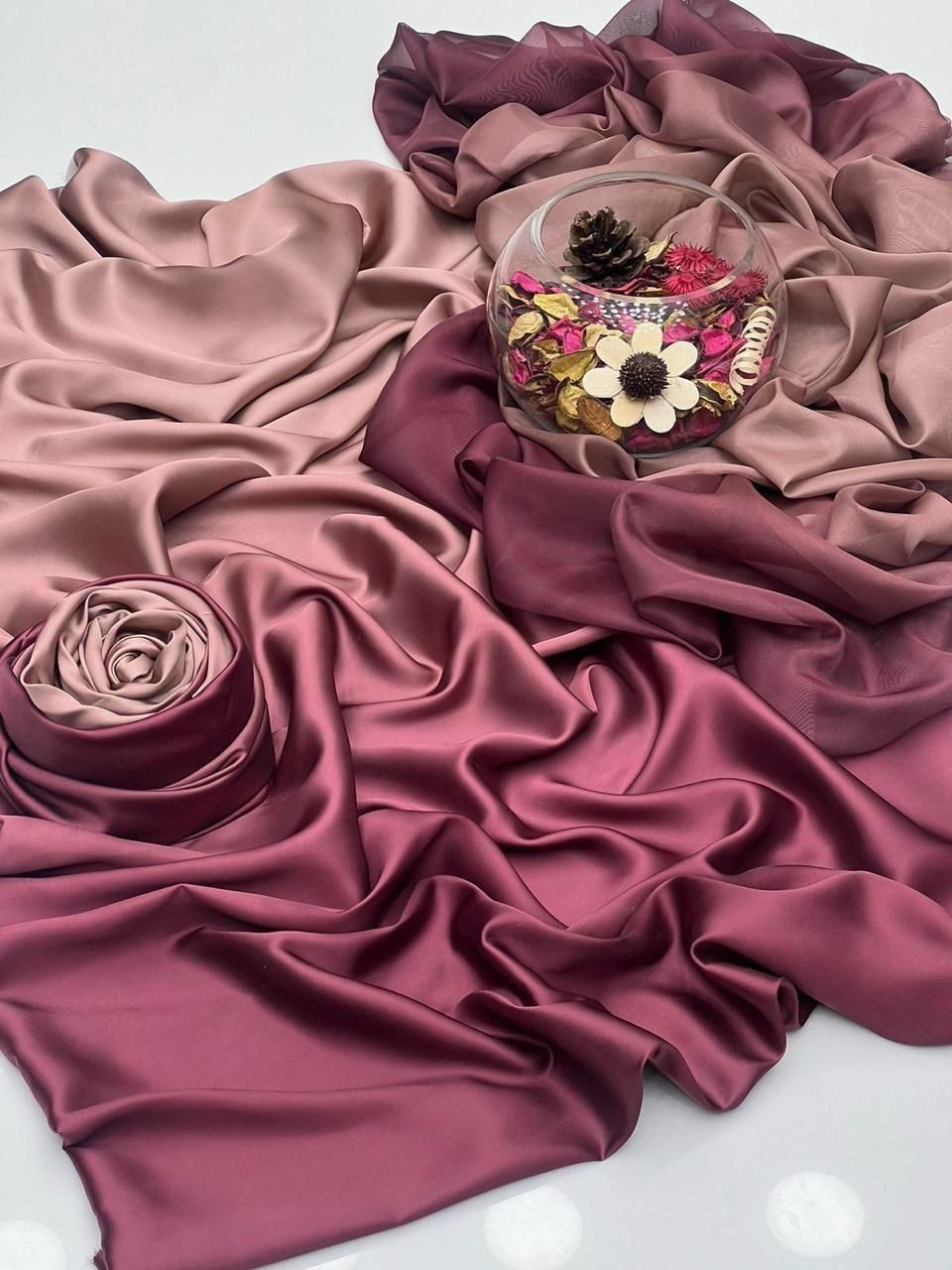 PINK SHADED SILK UNSTITCHED 3 PC