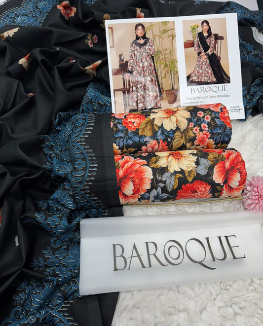 Multicolor Printed Khaddar Unstitched 3 PC