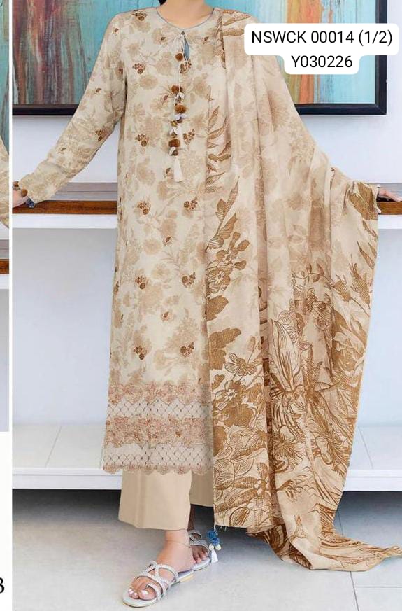 Light colors Lawn Printed & Embroided Suit Unstitched 3 piece