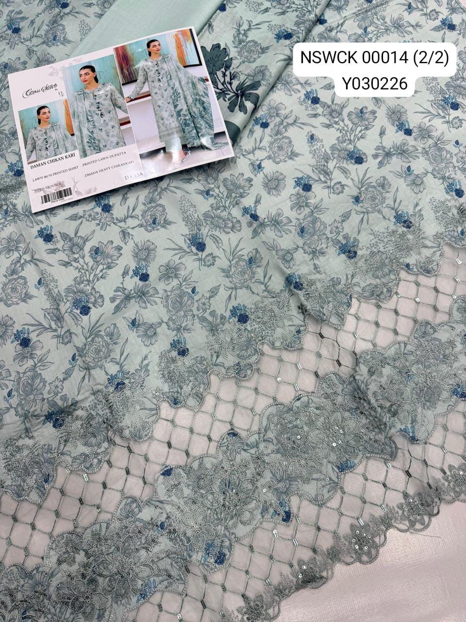 Light colors Lawn Printed & Embroided Suit Unstitched 3 piece