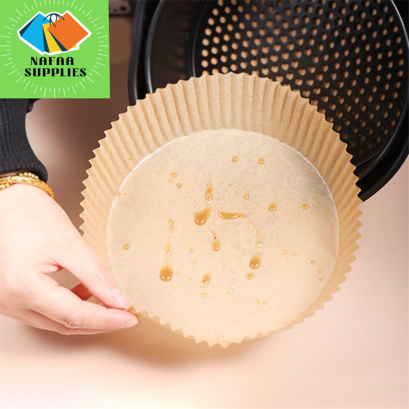 Air Fryer Paper Liners, 50Pcs Parchment Paper, Air Fryer Liners Disposable for Microwave, Non-Stick Air Fryer Liner Round Free of Bleach (6.5 INCHES)