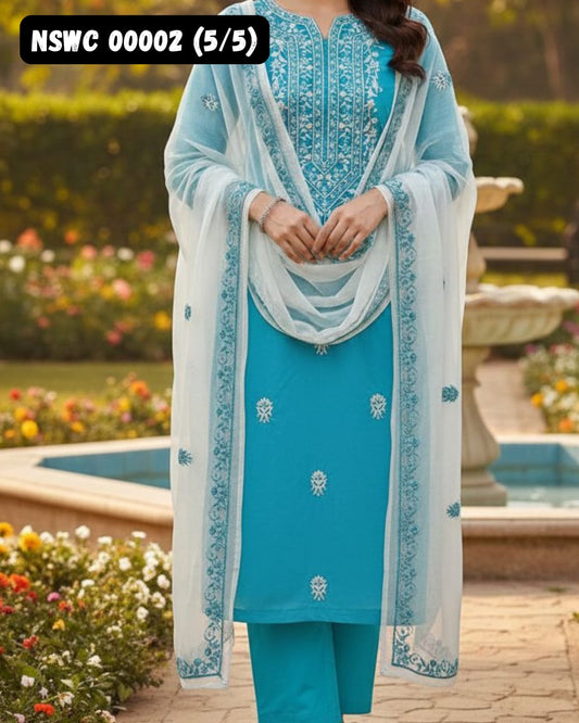 5 colors Lawn Embroided Suit Unstitched 3 piece