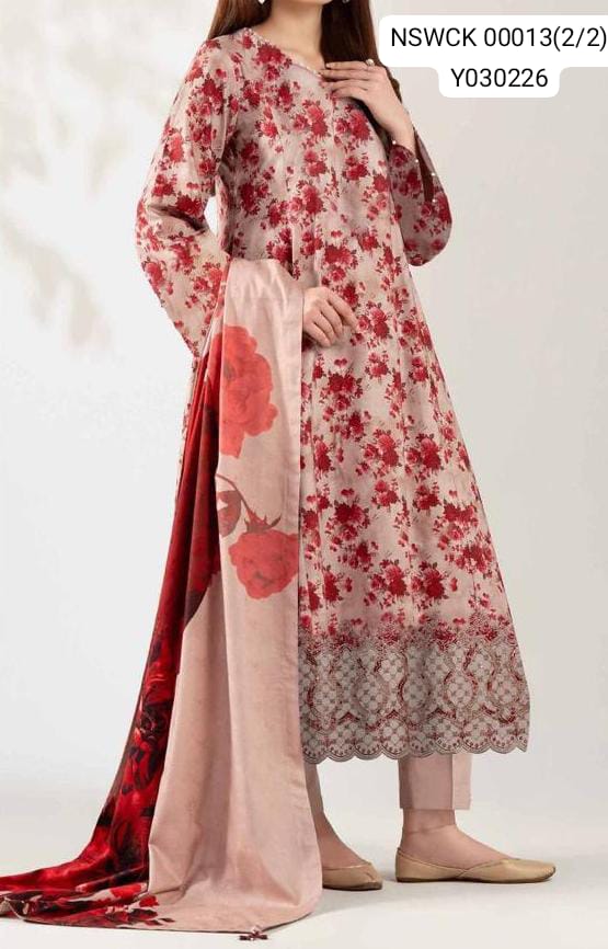 Heavy Apliq Lawn Printed & Embroided Suit Unstitched 3 piece
